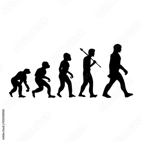 Human evolution silhouette concept. Darwin theory cartoon vector illustration