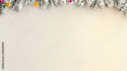 Winter Solstice Celebration with Snowy Fir Garland and Subtle Gradient. Generative AI