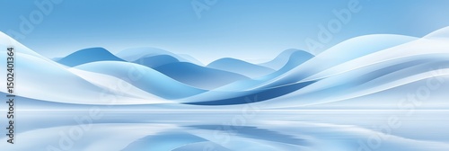 Abstract blue - toned landscape with wavy forms