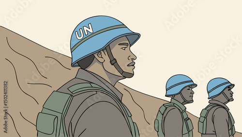 UN Peacekeepers on Desert Patrol Illustration