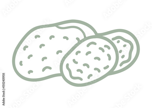 Potato Vector Illustration, Outline Style, Food Icon