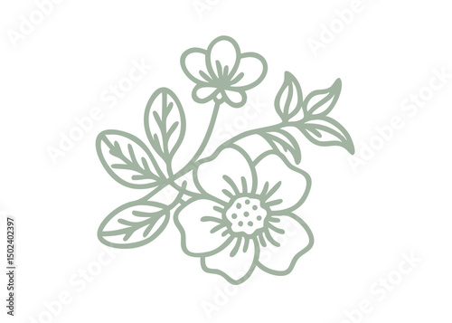 Tundra Rose Line Art Illustration