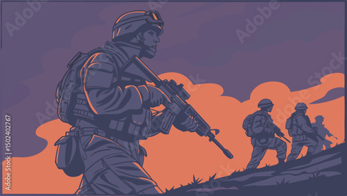 Military Operation at Dusk