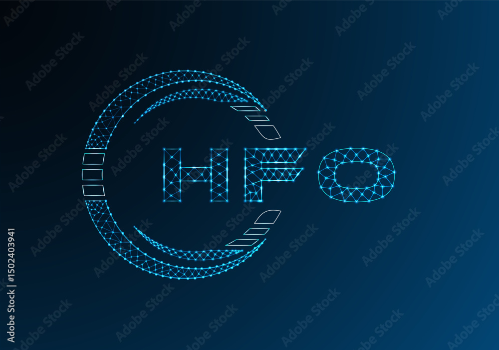 Naklejka premium HFO low poly letter logo vector design. HFO lower poly logo design.