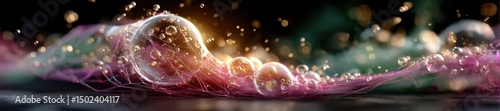 Futuristic Abstract Background with Holographic Bubbles and Digital Mesh. Generative AI