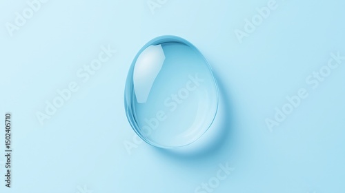 Transparent water - drop on a light blue background