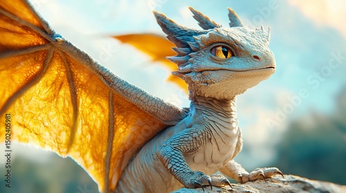 Cute Dragon, Forest, Sunny Day