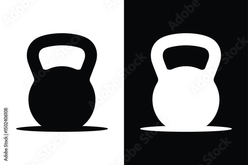 Flat Kettlebell Icon Vector Monochrome Workout Silhouette.