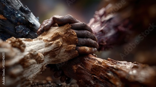 Humanitarian Solidarity Symbol Carved Hands. Generative AI