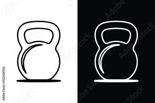 Kettlebell Silhouette Vector Icon Black and White Fitness Design.