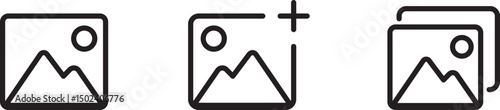 gallery editable stroke icon set, image icon, picture symbol. photo signs. vector illustration