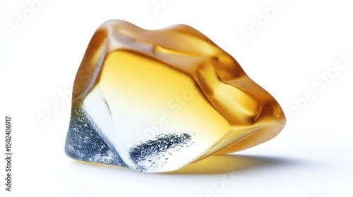 Faceted Amber Gemstone Isolated on White Background. Generative AI
