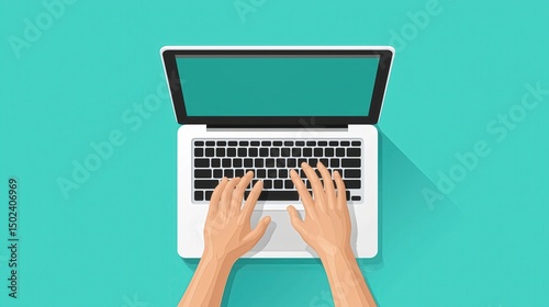 Hands typing on a laptop keyboard