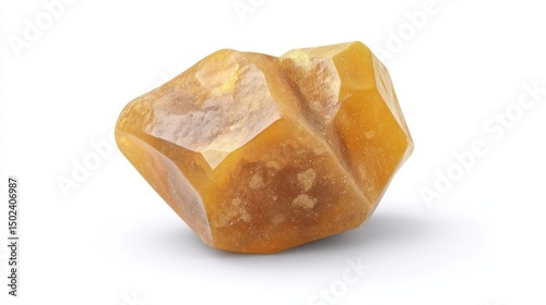 Faceted Amber Gemstone Isolated on White Background. Generative AI