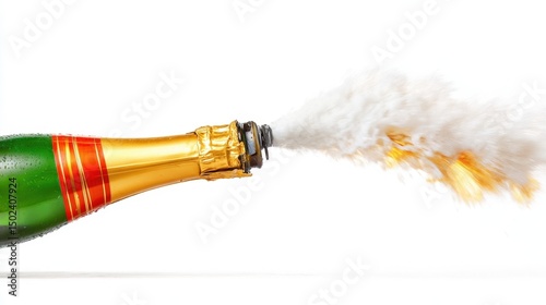 Champagne Spray Splash Isolated on White. Generative AI