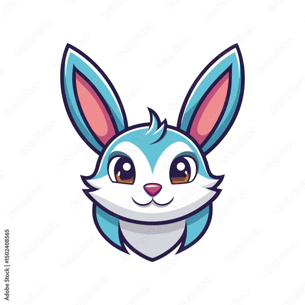 Fototapeta premium Flat and Minimal Cute Rabbit Ear logo vector illustration isolated on white background