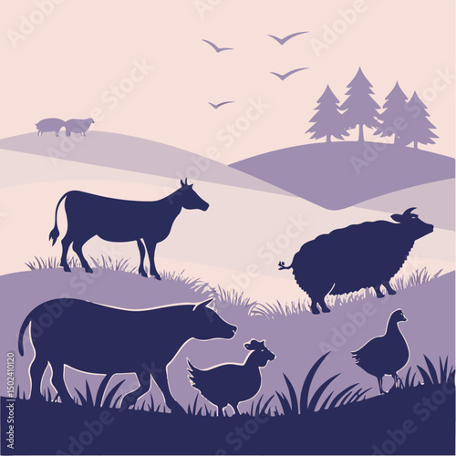 Farm Animal Silhouettes – Livestock Vector Set for Agriculture Design
