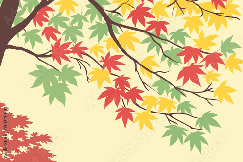 Colorful Autumn Leaves on a Tree Branch Natural Beauty