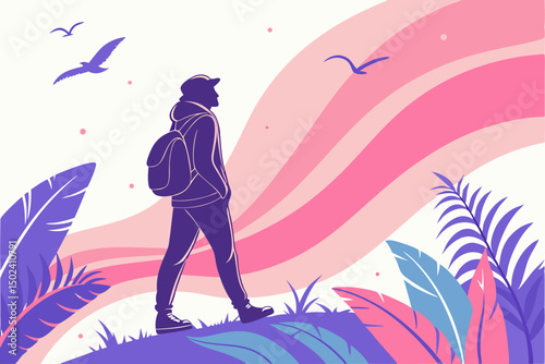 Finding Freedom An Explorer Walking Into A Colorful New World