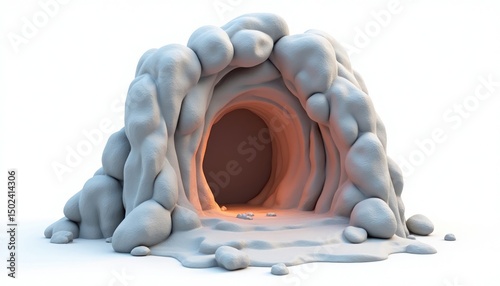 Cartoon Cave Entrance with Light