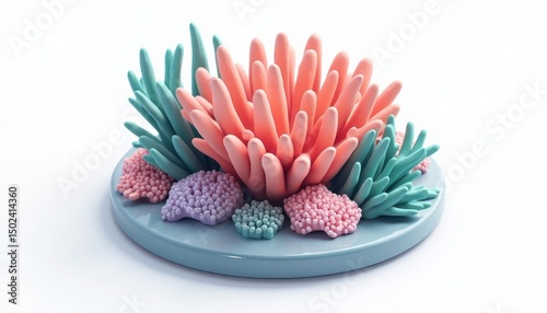 Coral Arrangement Pink Blue Green