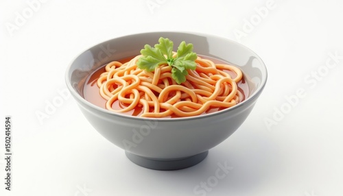 Bowl of Noodles with Tomato Sauce and Parsley