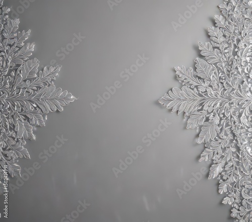 Silver leaf lace border, shimmering metallic background ,  festive,  glossy