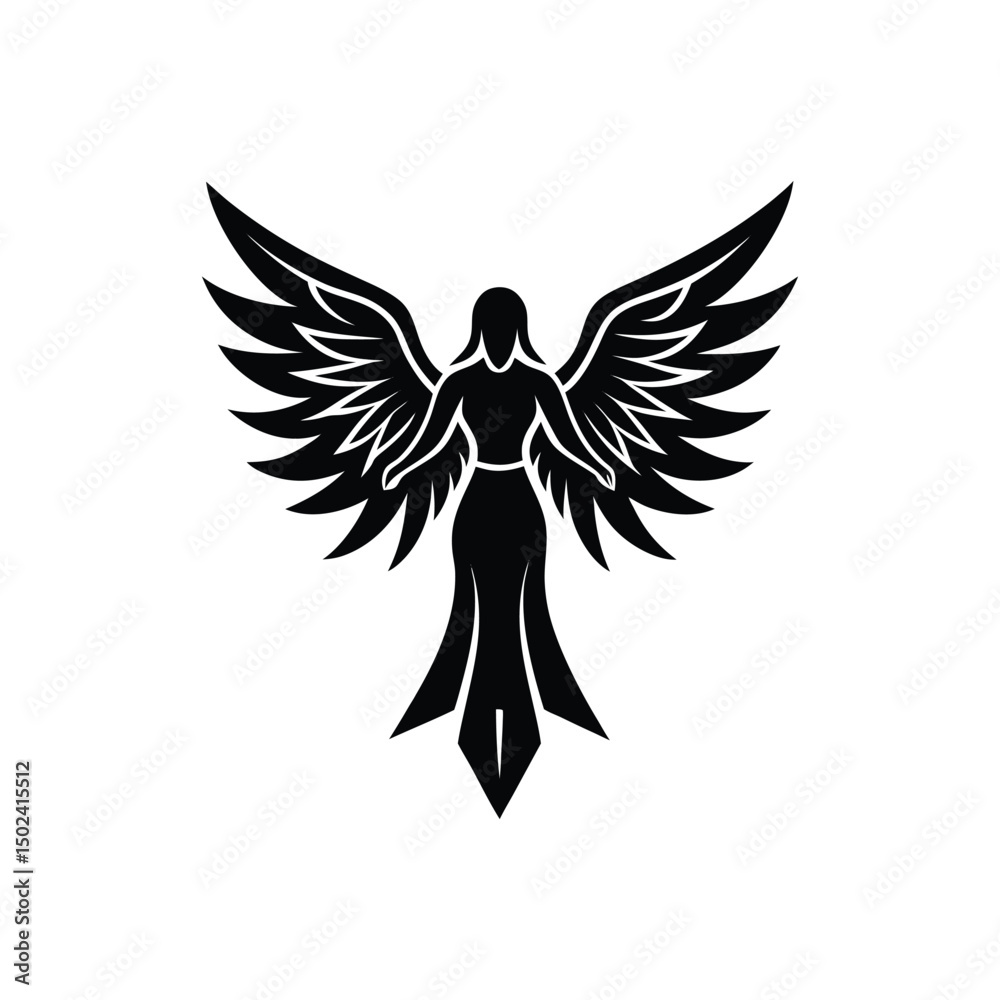 Naklejka premium Flat and Minimal angel logo vector illustration isolated on white background