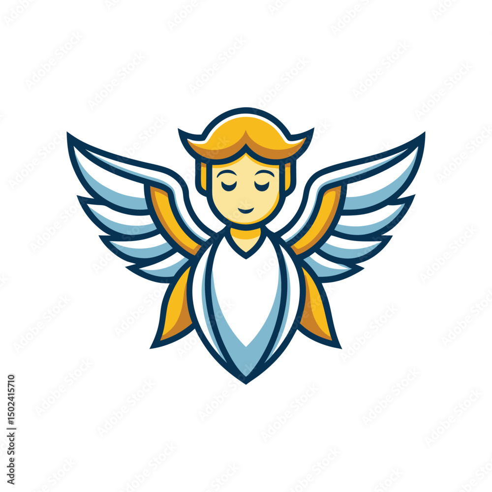 Obraz premium Flat and Minimal angel logo vector illustration