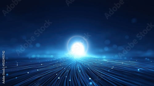 Blue - toned digital light path with central glow