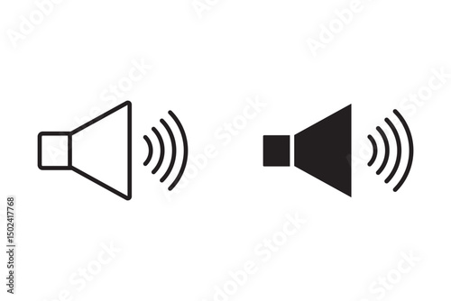 Icon set that increase and decrease sound. Sound icon, volume symbol, loudspeaker sign, audio control icon set. on a white background	
