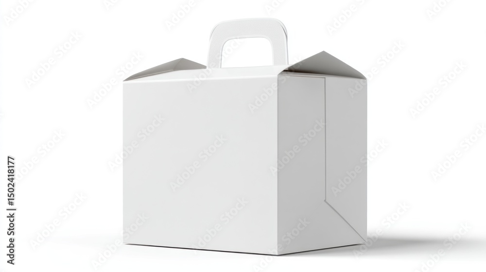 Blank white food takeout box with handle Blank white food takeout box with handle