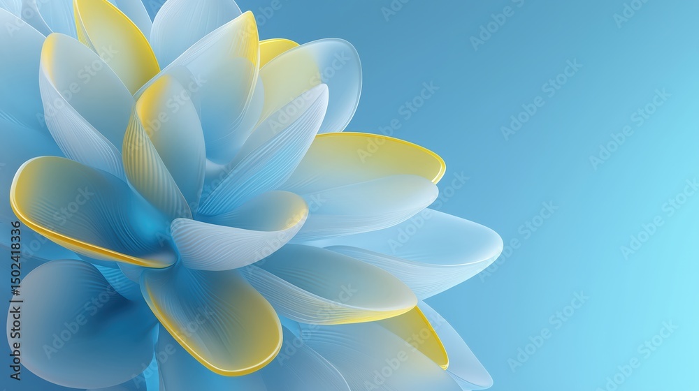 Fototapeta premium Abstract blue and yellow flower