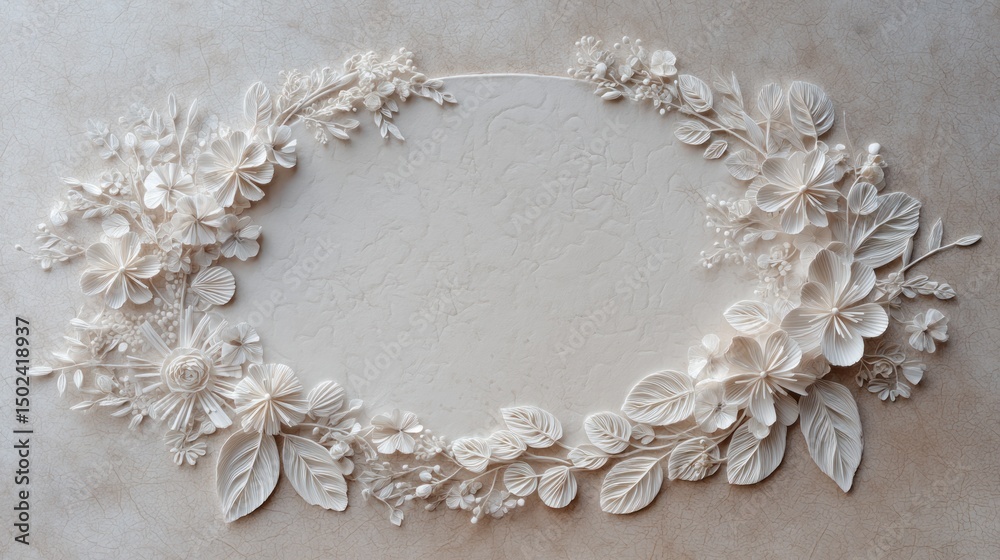 Obraz premium Delicate floral embossed frame