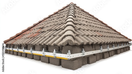 Yellow marble roof isolated on white background. Generative AI