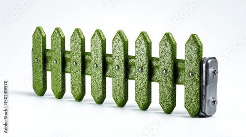 Green textured wooden plant label with metal clamp. Generative AI