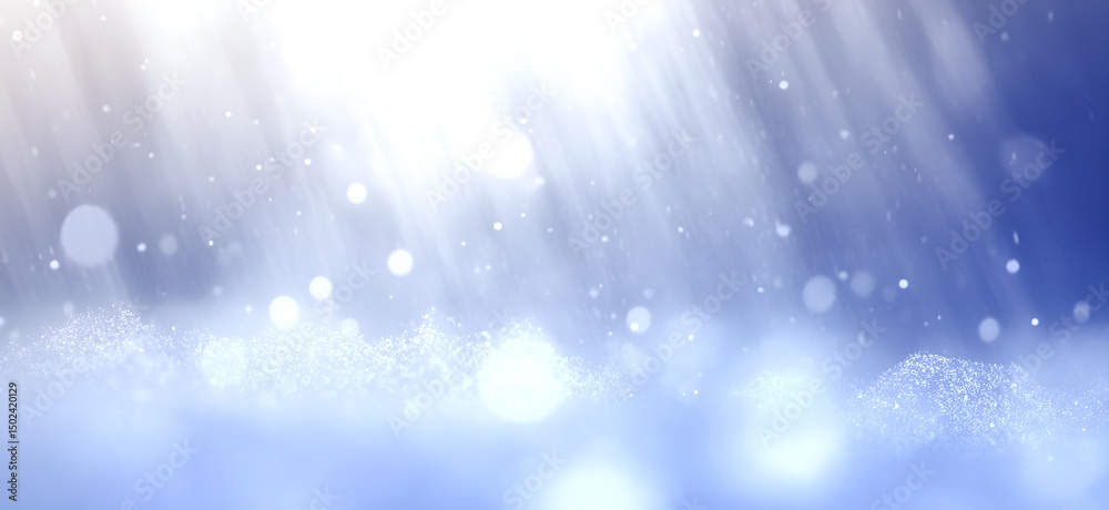 Fototapeta premium Abstract blue background with shimmering particles and light beams creating a serene artistic atmosphere for modern design projects