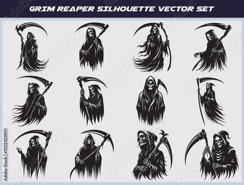 Grim reaper Silhouette Vector design set