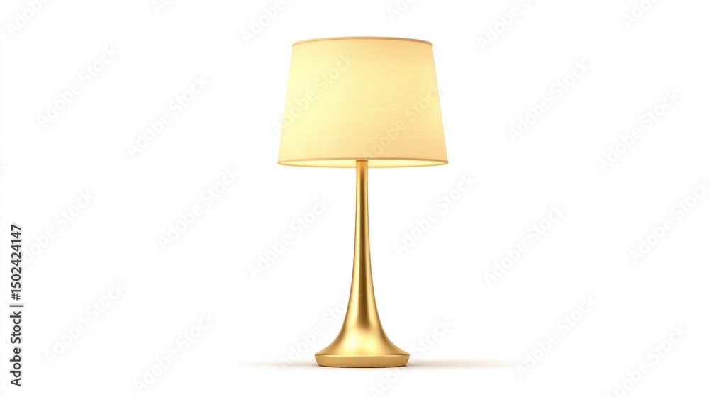 Fototapeta premium Elegant golden table lamp with cream shade