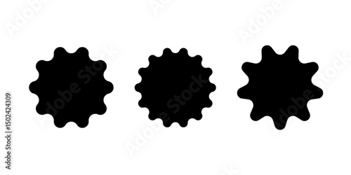 Simple sticker like sign - circle with sharp waves edge . Vector Illustration