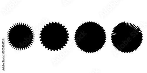 Simple sticker like sign - circle with sharp waves edge . Vector Illustration