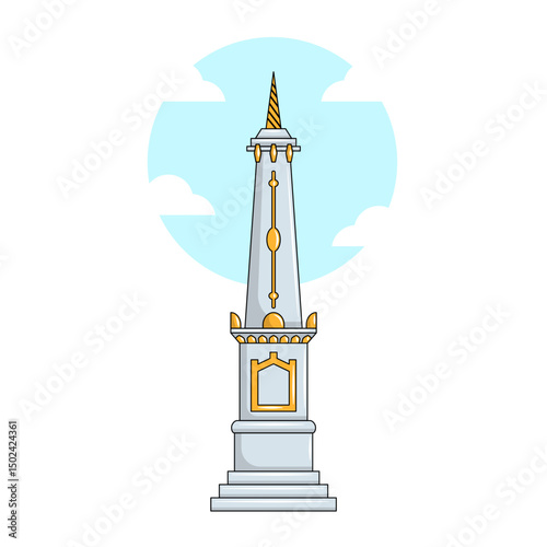 Vector illustration of Tugu Yogyakarta, an iconic monument located in the heart of Yogyakarta, Indonesia, representing cultural heritage and historical significance.