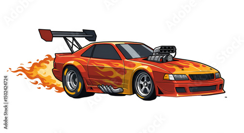 Fast, flaming race car