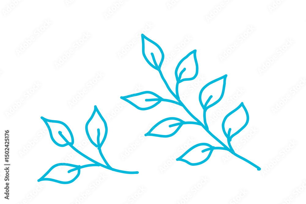 Fototapeta premium 植物の手書き北欧風シンプルベクターイラスト