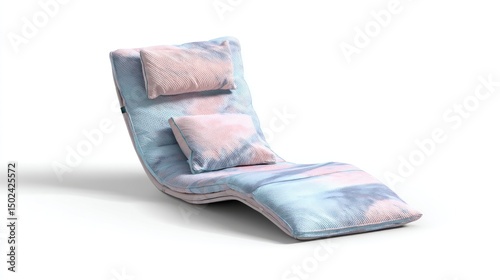 Relaxing chaise lounge with soft, pastel tie-dye fabric