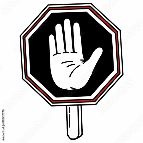 Red human hand gesture stop symbol vector illustration