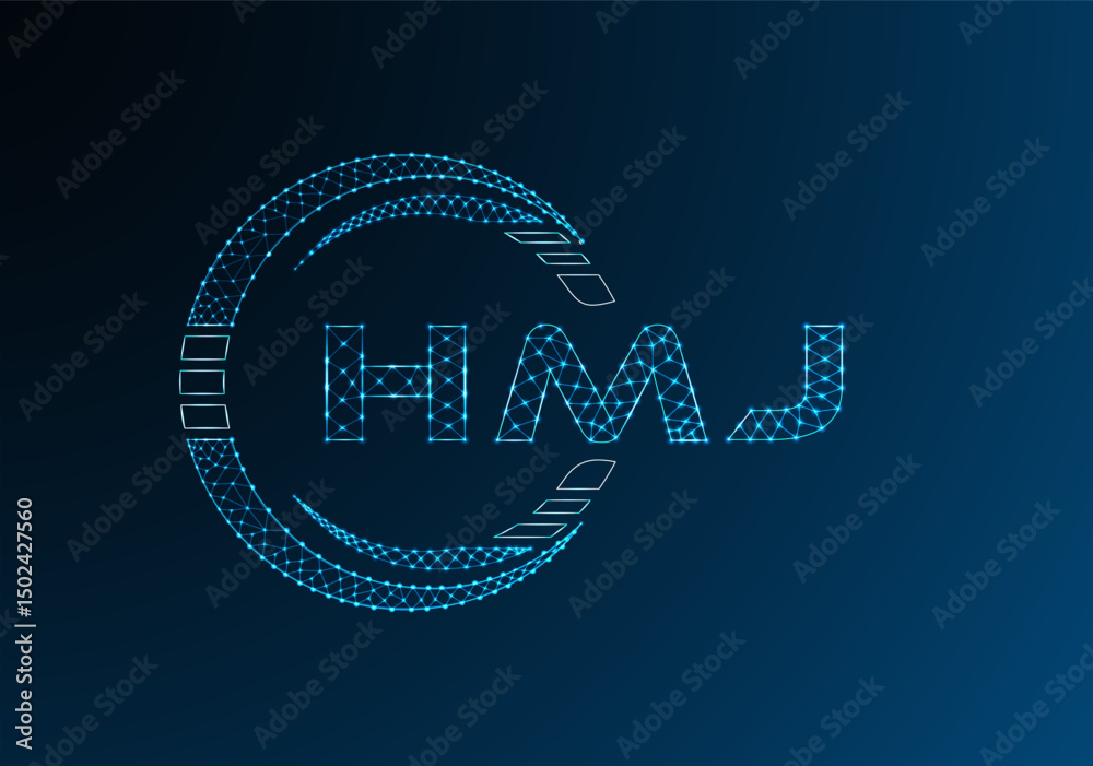 Naklejka premium HMJ low poly letter logo vector design. HMJ lower poly logo design.