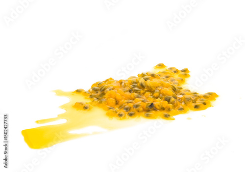 Closeup passion fruit seed on transparen png, fruit for healthy concept