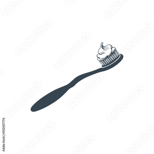 Toothbrush with toothpaste applied for dental hygiene illustration
