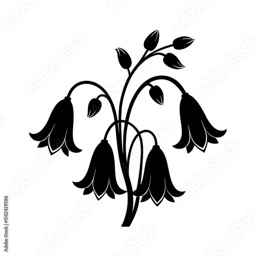 bluebell flower silhouette vector on white background 